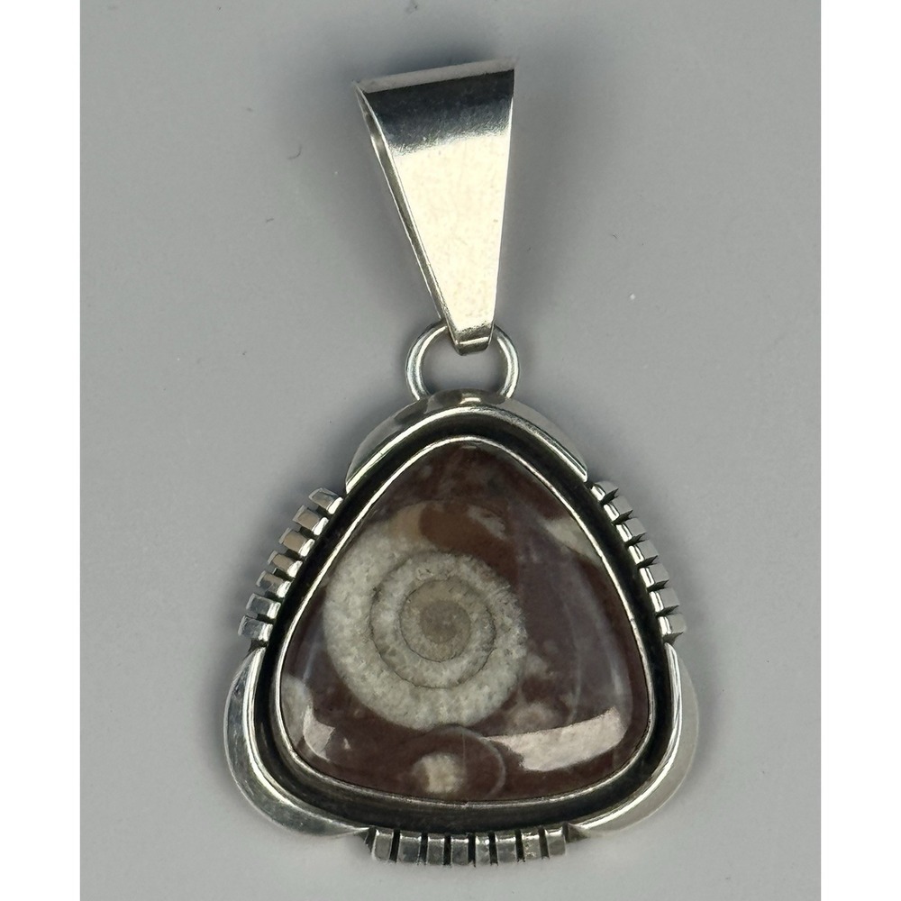 D'Anz LTD Sterling Silver Fossil Gastropod Pendant Southwestern Artisan 8.2g
